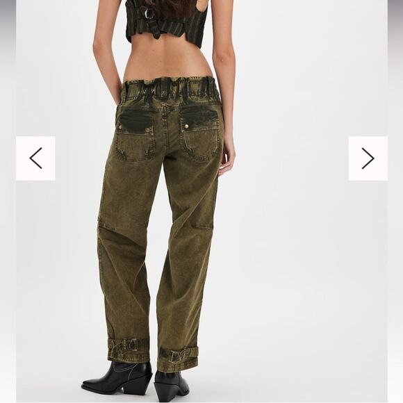 We The Free Free People Dusty Olive Can’t Compare Slouch Pants - Picture 8 of 11